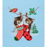 Купить недорого   Набор для вышивания Anchor "Christmas Kittens" 19,5*16,5см, MEZ Венгрия, PCE0504  в интернет магазине Фэмили хобби